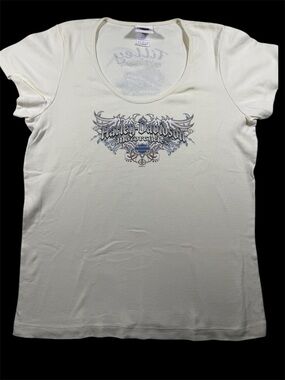 Harley-Davidson Tilley Statesville NC Winged Heart Graphic Tee Cream Women’s XL